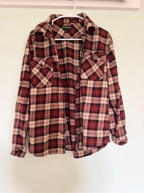 Stanley Men’s Burgundy and Cream Plaid Button-Down Shirt